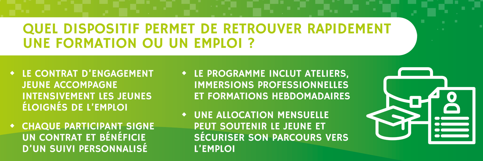 Infographie mentionnant un service d'accompagnement pour trouver un travail