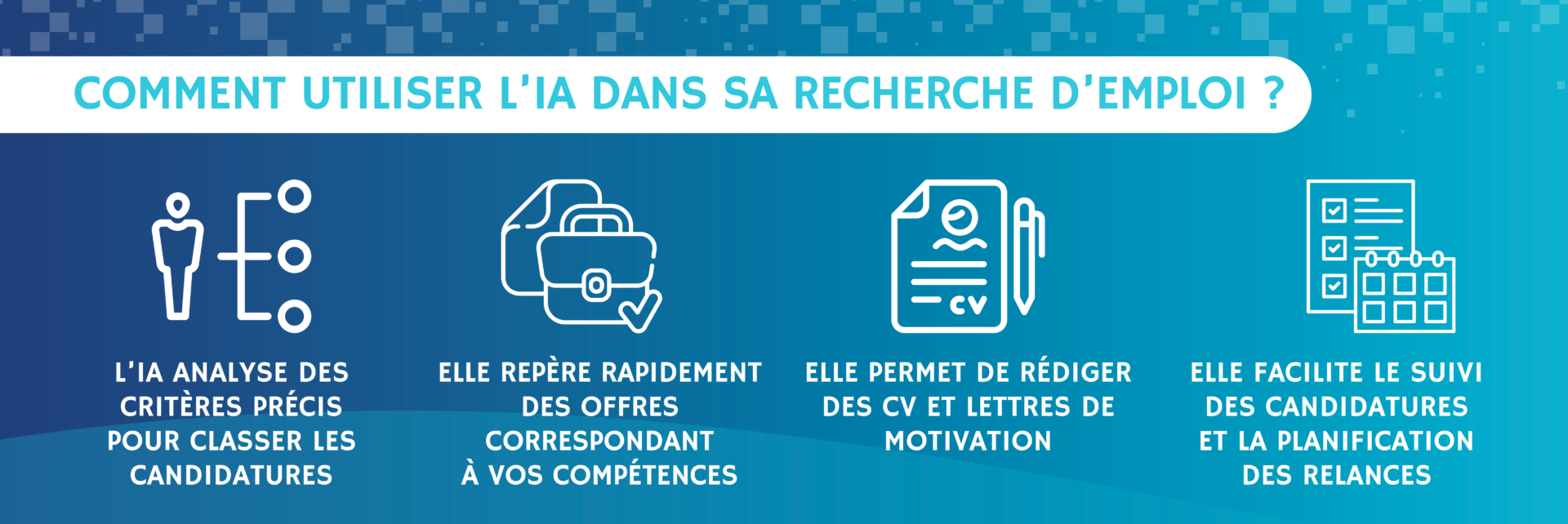 infographie apportant des conseils pour utiliser l'IA dans sa recherche d'emploi