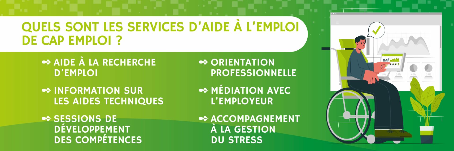 infographie détaillant les services d'aide à l'emploi pour les jeunes en situation de handicap