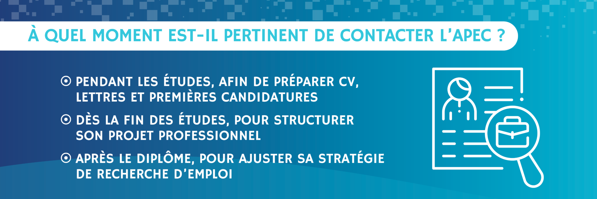 infographie précisant le meilleur moment pour contacter l’Association pour l’emploi des cadres