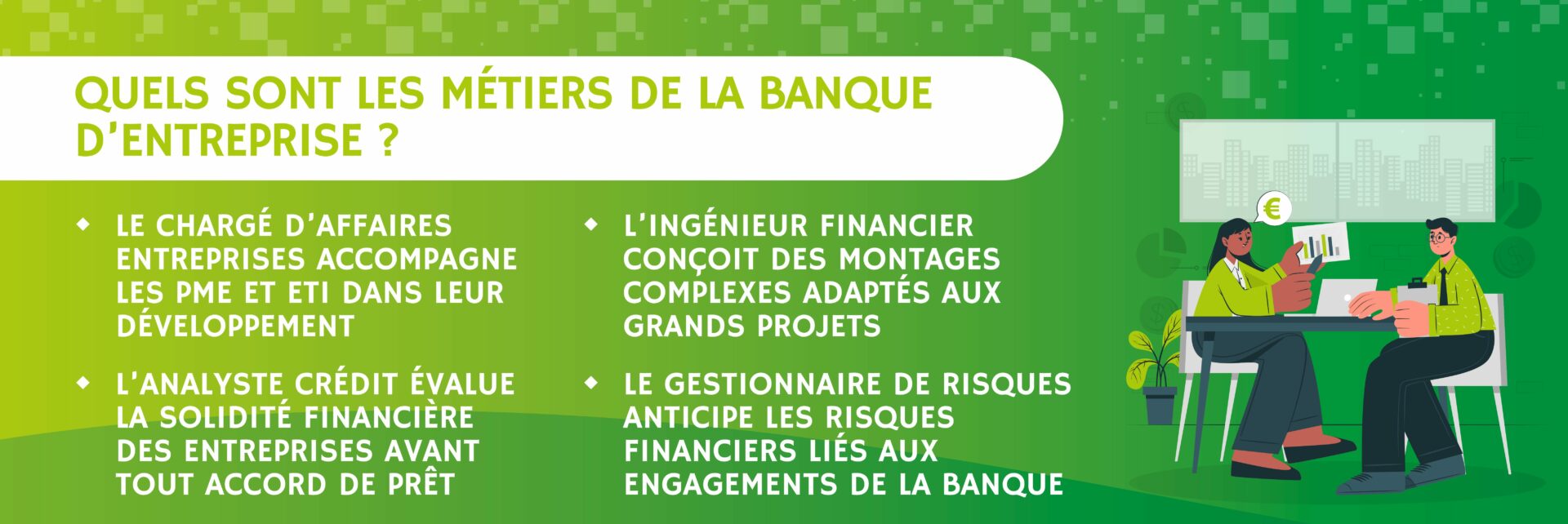 liste des principaux métiers de la banque d’entreprise