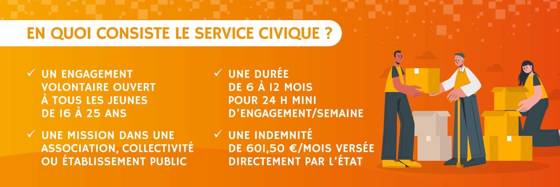 principe du dispositif du service civique et atouts pour les jeunes de 16 à 25 ans